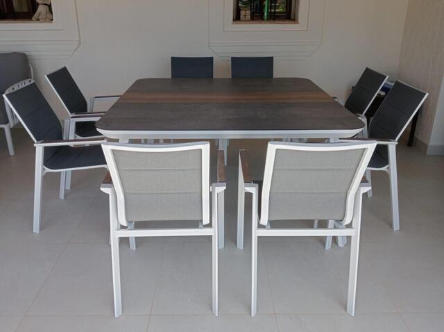 Java White,150 x 150cm 8 Seat Dining Set